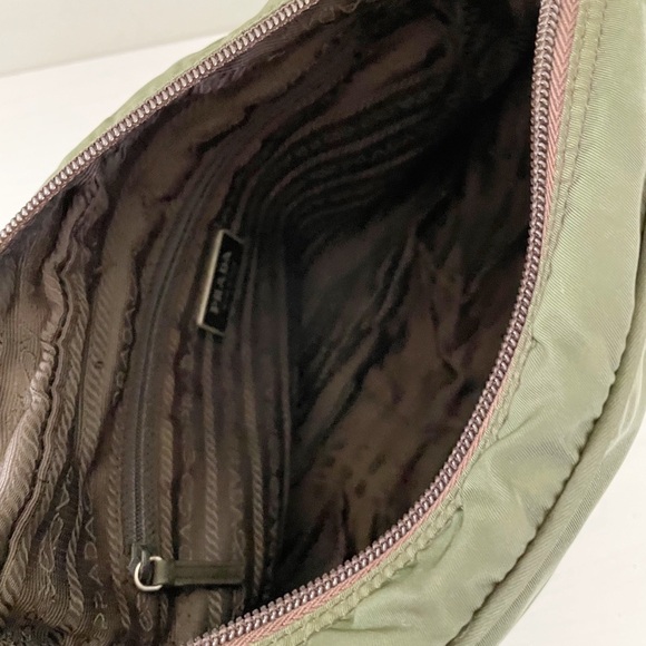 Prada green brown nylon triangle logo camera case crossbody bag - Picture 8 of 12